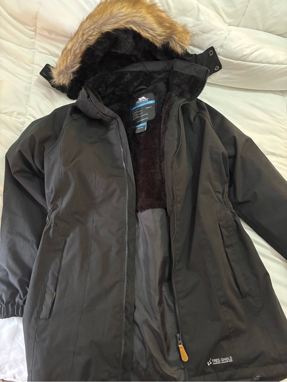 Trespass Women’s Black Parka with Faux Fur Hood